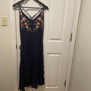 Anthropologie Blu Pepper Embroidered Midi Dress | Large